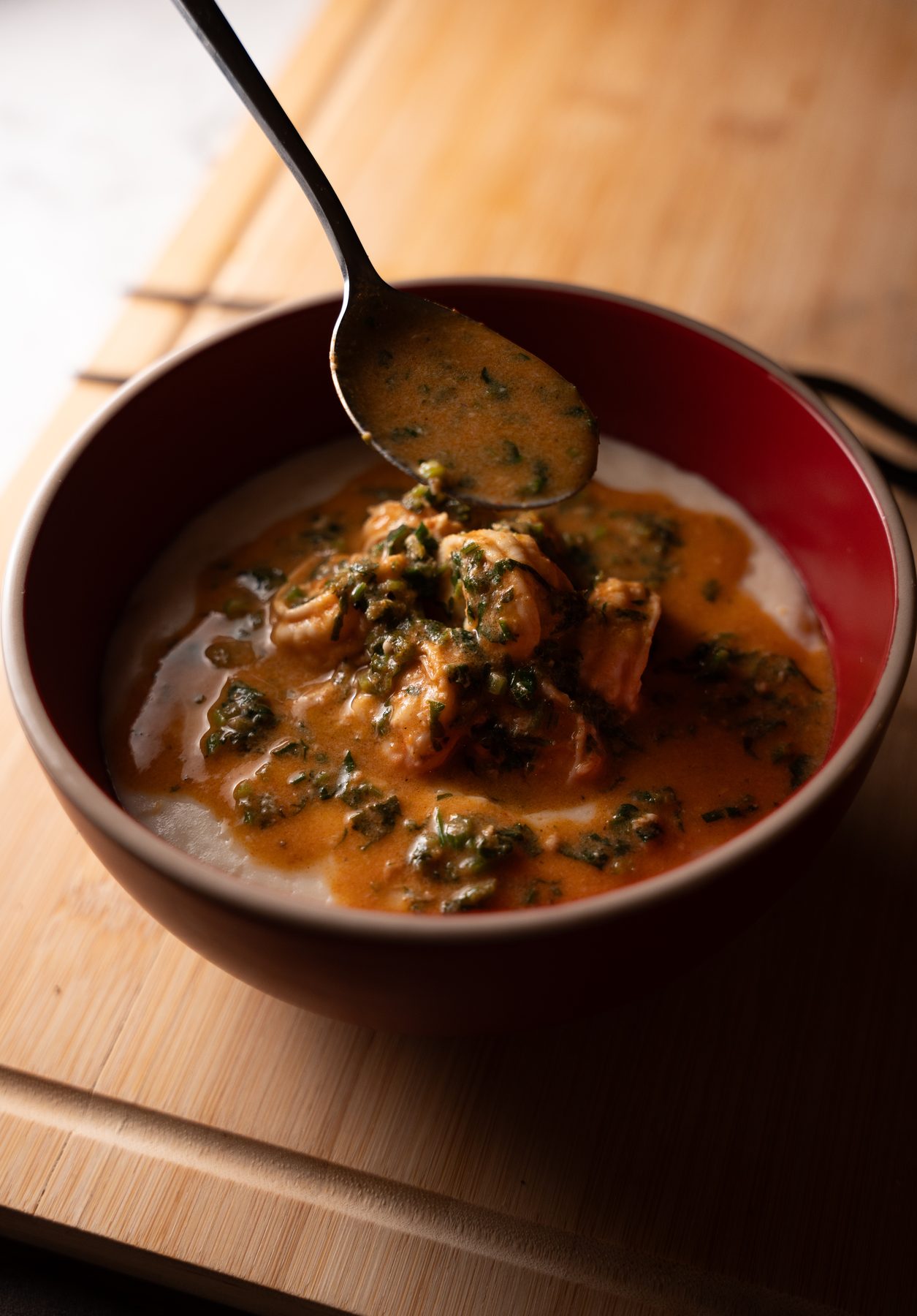 Creamy polenta with shrimp by Chef Felipe Sharp